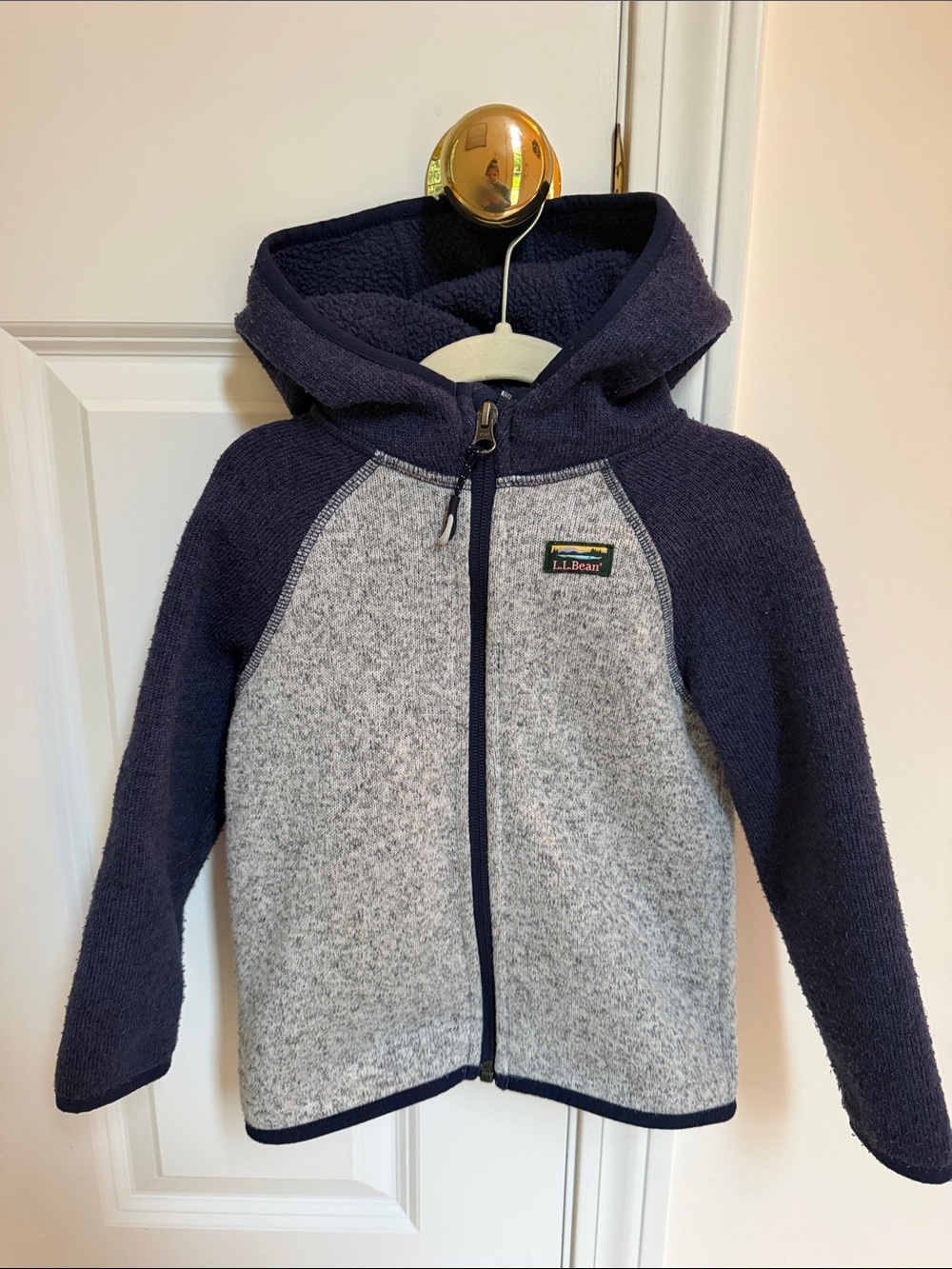 L.L. Bean Navy and Light Gray Full-Zip Toddler Fleece Jacket Size 3T